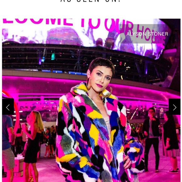 Matt Sarafa Rainbow Multi-colored Faux Fur Coat - Picture 2 of 6